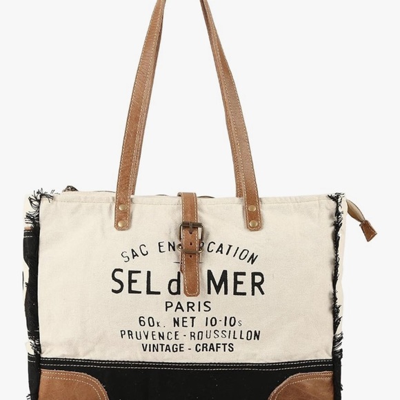 vintage crafts Bags Sel De Mer Upcycled Canvas Hand Bag Upcycled Canvas Tote Bag - Picture 2 of 6